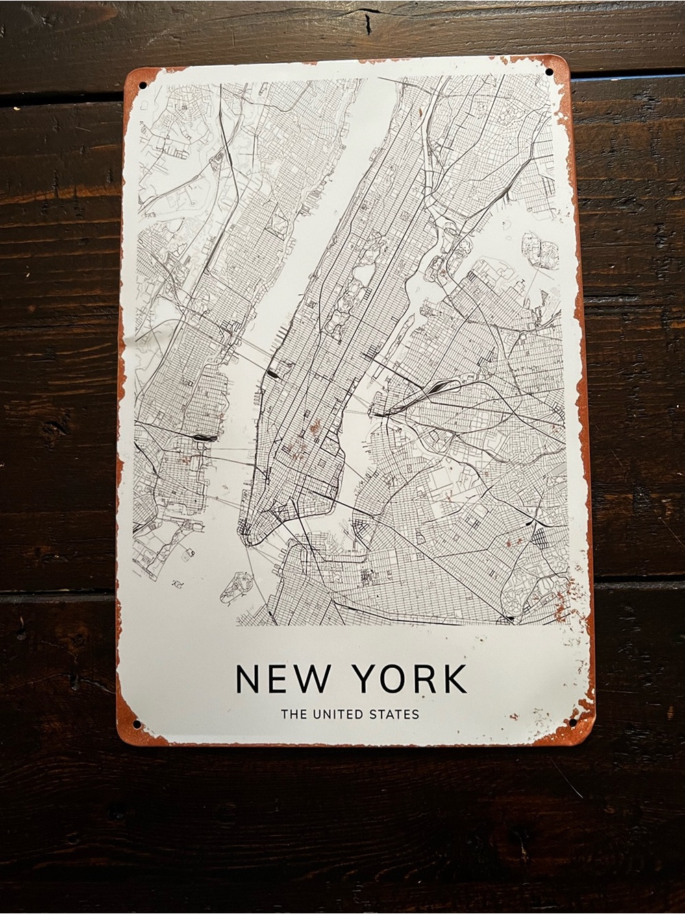New York Map Metal Sign (New)